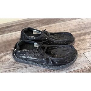Hey Dude Wendy‎ Disco Sequin Black Women Shoes Size 7 W